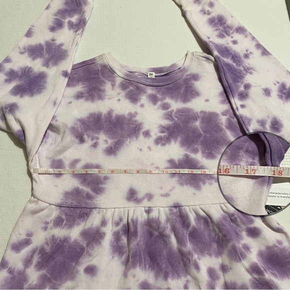 BP Purple Orchid Tie Dye Peplum Crewneck Sweatshirt Top Size XS - Picture 9 of 11